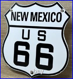 Vintage Us Route 66 New Mexico Porcelain Metal Highway Sign Gas Oil Road Shield