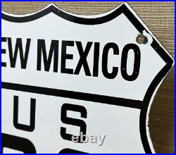 Vintage Us Route 66 New Mexico Porcelain Metal Highway Sign Gas Oil Road Shield