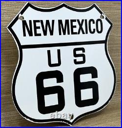 Vintage Us Route 66 New Mexico Porcelain Metal Highway Sign Gas Oil Road Shield