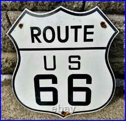 Vintage Us Route 66 Porcelain Metal Highway Sign Gas Station Oil Road Shield