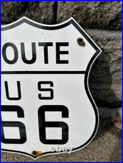 Vintage Us Route 66 Porcelain Metal Highway Sign Gas Station Oil Road Shield