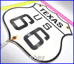 Vintage Us Route 66 Texas Porcelain Metal Highway Sign Gas Oil Road Shield