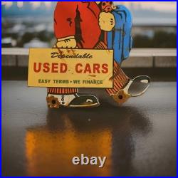 Vintage Used Cars Porcelain Sign Dealership Ford Chevrolet Dodge Toyota Gas Oil