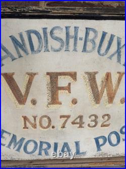 Vintage VFW Sign Standish Buxton Masonite Vintage VFW Sign Standish Buxton Masonite