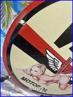 Vintage Veedol Motor Oil Gasoline Porcelain Sign Gas Pump Station