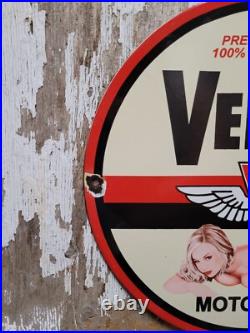 Vintage Veedol Porcelain Sign Old Service Station Motor Oil Advertising Woman 12 Vintage Veedol Porcelain Sign Old Service Station Motor Oil Advertising Woman 12