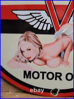 Vintage Veedol Porcelain Sign Old Service Station Motor Oil Advertising Woman 12 Vintage Veedol Porcelain Sign Old Service Station Motor Oil Advertising Woman 12