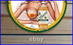 Vintage Vernors Ginger Soda Drink Cool Drink Pinup Girl Porcelain Enamel Sign