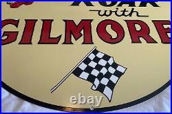 Vintage Very Large Gilmore Sign 36 Dia Gasoline Motor Oil Gas Station Service