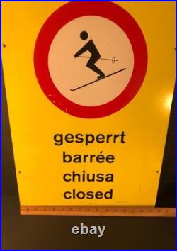 Vintage Very Unusual No Skiing Sign Without A Red Diagonal Slash Line On It