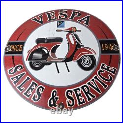 Vintage Vespa Sign Gas Motorcycle Bike Gas Pump Porcelain Sign