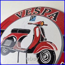 Vintage Vespa Sign Gas Motorcycle Bike Gas Pump Porcelain Sign