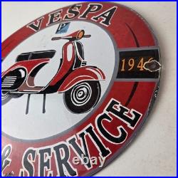 Vintage Vespa Sign Gas Motorcycle Bike Gas Pump Porcelain Sign