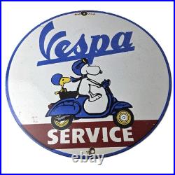 Vintage Vespa Sign Snoopy Gas Service Station Porcelain Advertising Sign