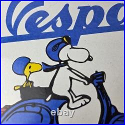 Vintage Vespa Sign Snoopy Gas Service Station Porcelain Advertising Sign