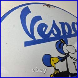 Vintage Vespa Sign Snoopy Gas Service Station Porcelain Advertising Sign