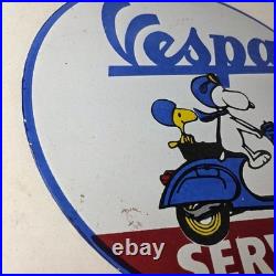 Vintage Vespa Sign Snoopy Gas Service Station Porcelain Advertising Sign