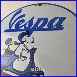 Vintage Vespa Sign Snoopy Gas Service Station Porcelain Advertising Sign