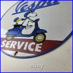 Vintage Vespa Sign Snoopy Gas Service Station Porcelain Advertising Sign