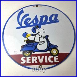 Vintage Vespa Sign Snoopy Gas Service Station Porcelain Advertising Sign