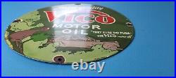 Vintage Vico Motor Oil Porcelain Gas Purr Service Station Pump Plate Sign