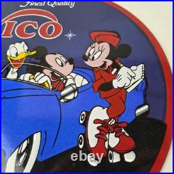 Vintage Vico Motor Oil Sign Porcelain Walt Disney Gasoline Pump Plate Sign