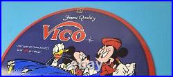 Vintage Vico Motor Oil Sign Porcelain Walt Disney Gasoline Pump Plate Sign