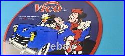 Vintage Vico Motor Oil Sign Porcelain Walt Disney Gasoline Pump Plate Sign