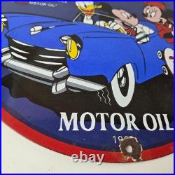 Vintage Vico Motor Oil Sign Porcelain Walt Disney Gasoline Pump Plate Sign