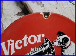 Vintage Victor Porcelain Sign Rca His Masters Voice Nipper Dog Victrola Music