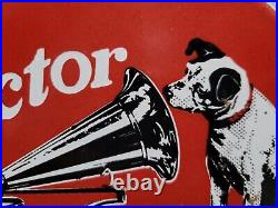 Vintage Victor Porcelain Sign Rca His Masters Voice Nipper Dog Victrola Music