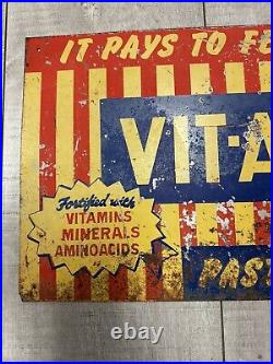 Vintage Vit-A-Zine feed supplement advertising sign used