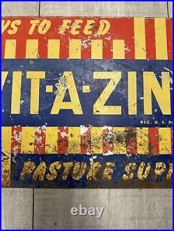 Vintage Vit-A-Zine feed supplement advertising sign used