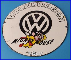 Vintage Volkswagen Sign Porcelain Dealership Sales VW Mighty Mouse Gas Sign