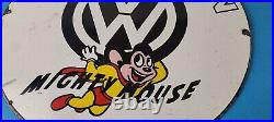 Vintage Volkswagen Sign Porcelain Dealership Sales VW Mighty Mouse Gas Sign