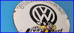 Vintage Volkswagen Sign Porcelain Dealership Sales VW Mighty Mouse Gas Sign