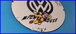 Vintage Volkswagen Sign Porcelain Dealership Sales VW Mighty Mouse Gas Sign