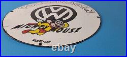 Vintage Volkswagen Sign Porcelain Dealership Sales VW Mighty Mouse Gas Sign