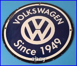 Vintage Volkswagen Sign Porcelain VW Automobile Dealership Sales Gas Pump Sign