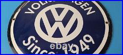 Vintage Volkswagen Sign Porcelain VW Automobile Dealership Sales Gas Pump Sign