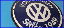 Vintage Volkswagen Sign Porcelain VW Automobile Dealership Sales Gas Pump Sign