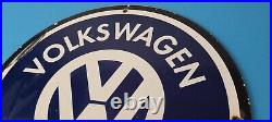 Vintage Volkswagen Sign Porcelain VW Automobile Dealership Sales Gas Pump Sign