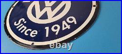 Vintage Volkswagen Sign Porcelain VW Automobile Dealership Sales Gas Pump Sign