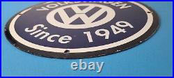 Vintage Volkswagen Sign Porcelain VW Automobile Dealership Sales Gas Pump Sign