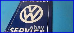 Vintage Volkswagen Sign Service & Sales Automobile Gas Pump Porcelain Sign