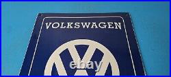 Vintage Volkswagen Sign Service & Sales Automobile Gas Pump Porcelain Sign