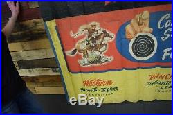 Vintage WINCHESTER Firearms SHOOTING GALLERY BANNER Nice early Sign Adv. Guns