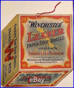 Vintage! WINCHESTER LEADER SHOT SHELL CASE INSERT ADVERTISING HANGER, 1910'S