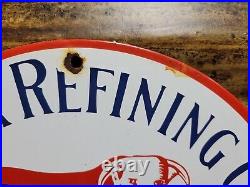 Vintage Waggoner Refining Co Porcelain Sign Petroleum Oil Cattle DDD Ranch Steer