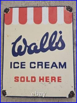 Vintage Walls Ice Cream Porcelain Sign Old Dairy Creamery London Uk Advertising